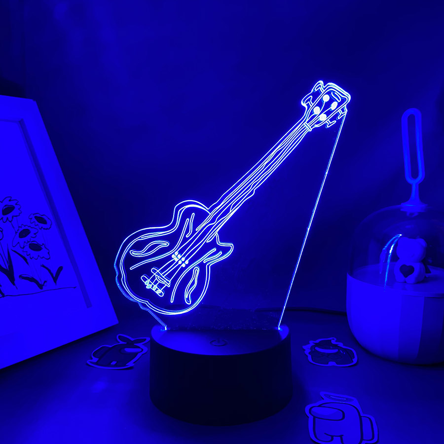 Guitarra 3d ilusão led luzes d - Musical Instrument No Touch avaliação e preço